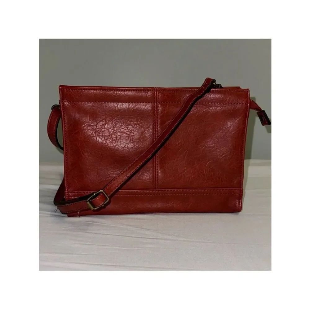 BUENO Faux Leather Sundry Tomato Red Crossbody Bag Purse